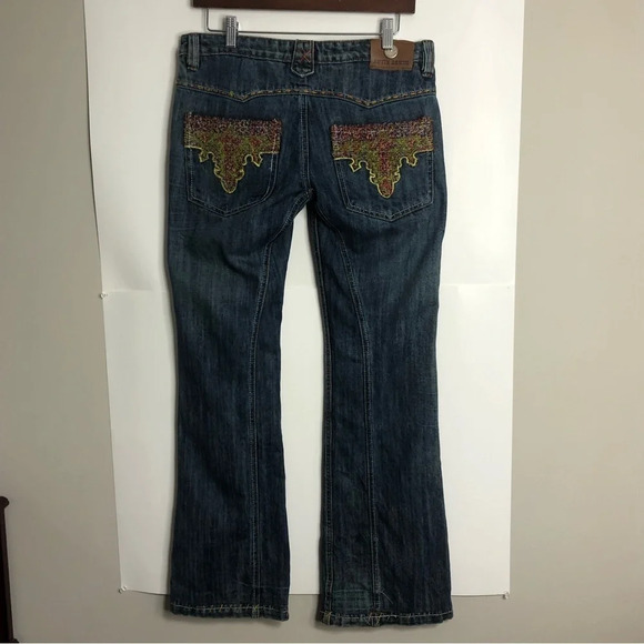 Antik Denim Jeans Medium Blue 9 Button Fly Decorative Pockets - Picture 12 of 12